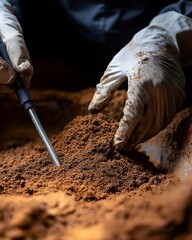 Detailed research on soil properties in a laboratory with various scientific equipment for testing.