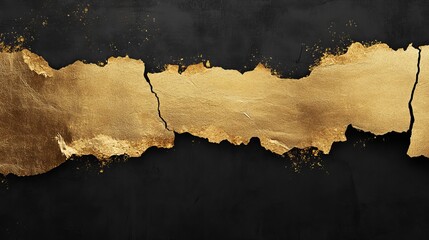 Gold ripped paper with black dop background for your design background, presentation background