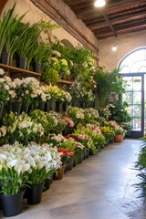 Colorful Flower Shop Interior With Rustic Decor And Natural Light
