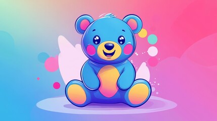 Naklejka premium Bear of colorful set. The cartoon design of the bear exudes a playful and vibrant personality, making it for various creative projects on the minimalist background. Vector illustration.