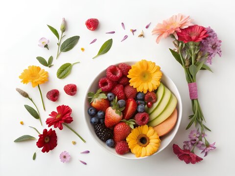 recommend clip art: Fresh Fruit Salad with Flowers Summertime Healthy Eating