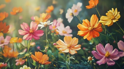 Abstract hand-painted nostalgic flower oil painting art hanging picture.