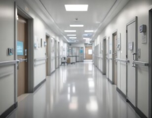 Fototapeta premium Aesthetic blur of corridor with modern hospital equipment background , clinic, white background