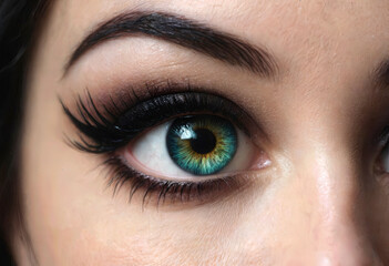 Obraz premium ocular, mujer, beldad, cara, macro, ceja, pestaña, maquillaje, maquillaje, close-up, ocular, iris, moda, piel, pestaña, close-up