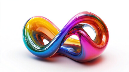 Colorful 3D Infinity Symbol in Glass Design - Abstract Art