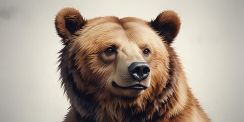 Bear with fur texture, watercolor-style illustration ,  nature,  animal