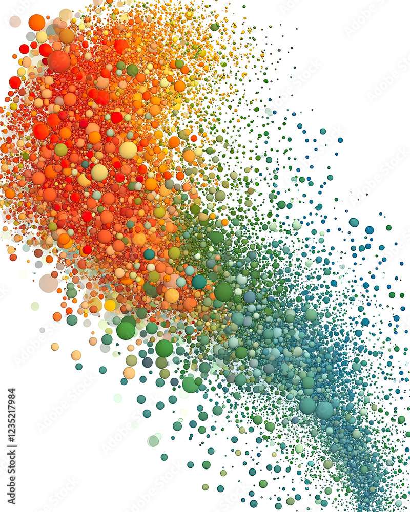 Poster Colorful Dots Create a Vibrant Circle on a Serene Neutral Background in a Playful Display