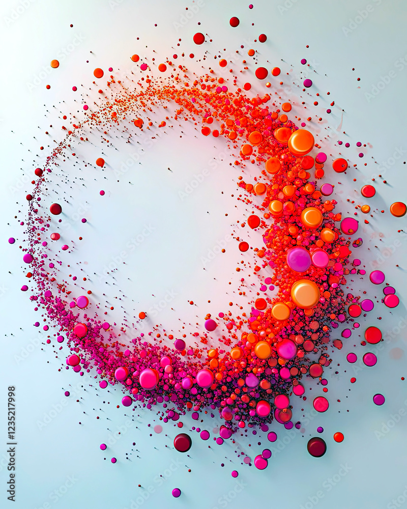 Poster Colorful Circular Arrangement of Vibrant Dots Creating a Stunning Visual Display on Neutral Backdrop