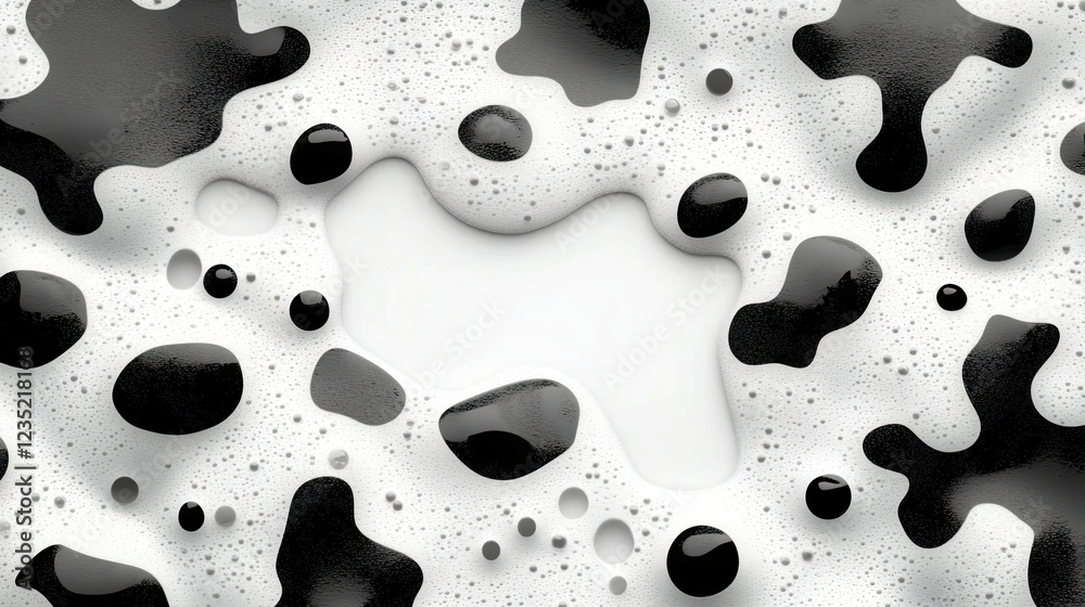 Poster Bold Black and White Cow Print Pattern Featuring Irregular Shapes on a Smooth Surface