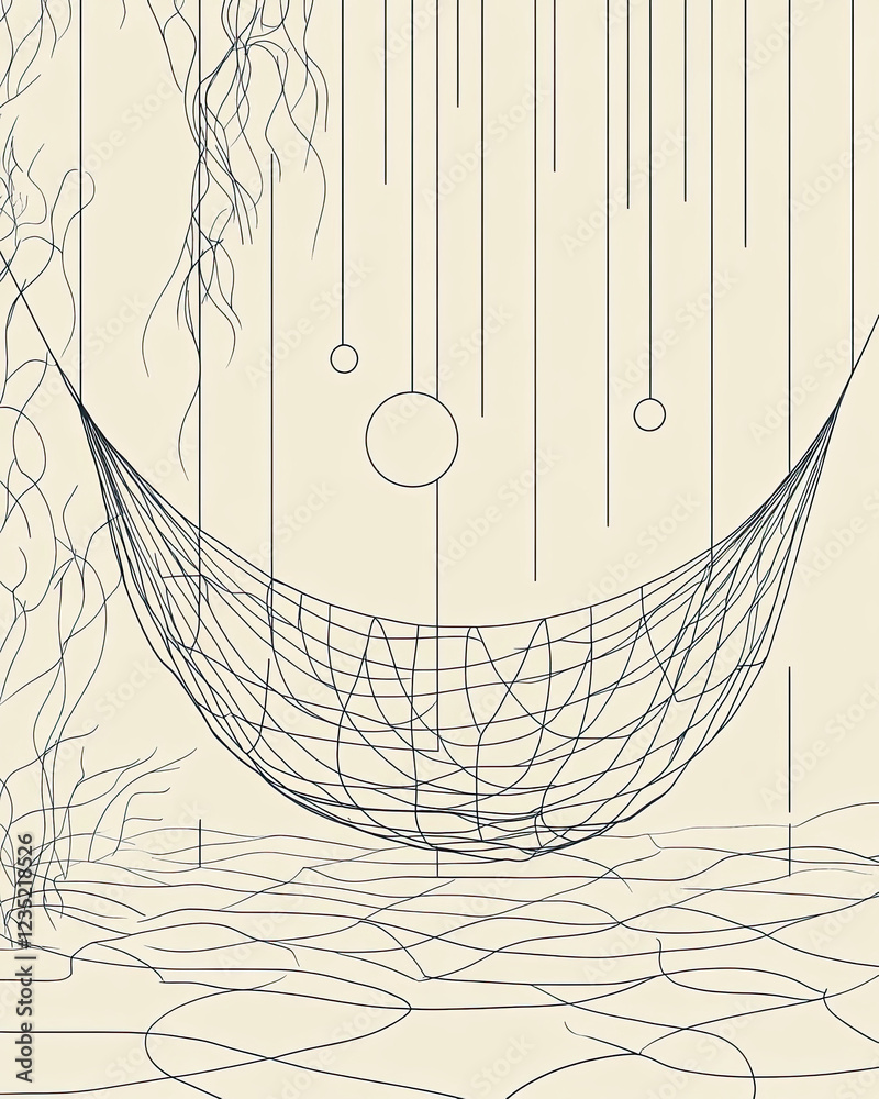 Poster Abstract Representation of a Net Catching Falling Objects in a Serene Space