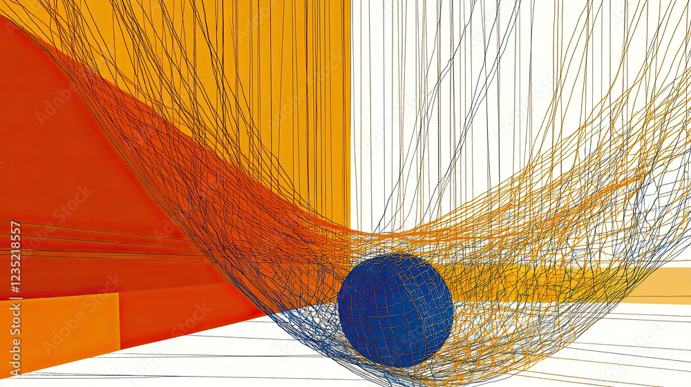 Poster Conceptual Exploration of Tension With a Net and Abstract Shape Falling Through Dimensions