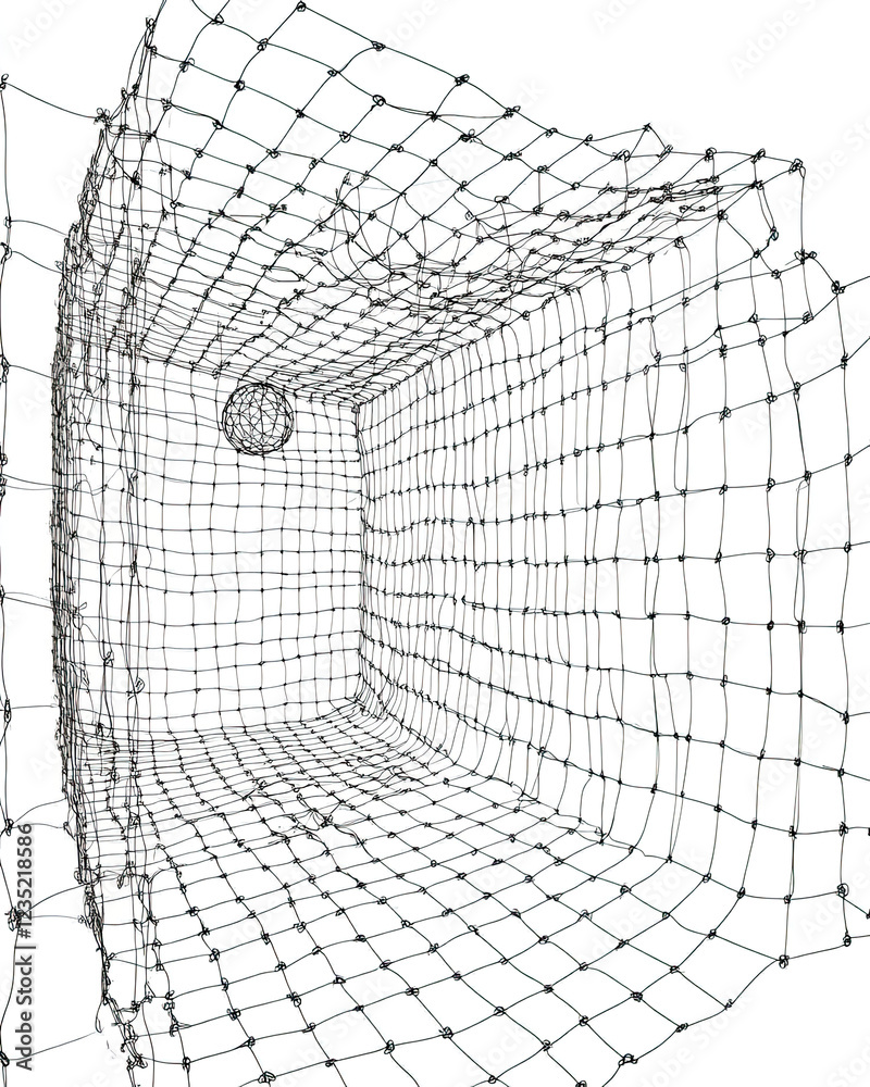 Poster Falling Object Caught in a Net in a Minimalistic Abstract Design