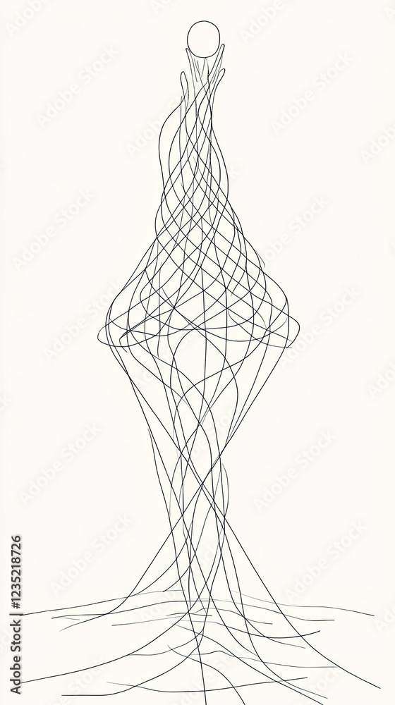 Aufkleber Elegant Lines Capture the Moment of a Falling Object Gently Resting in a Delicate Net