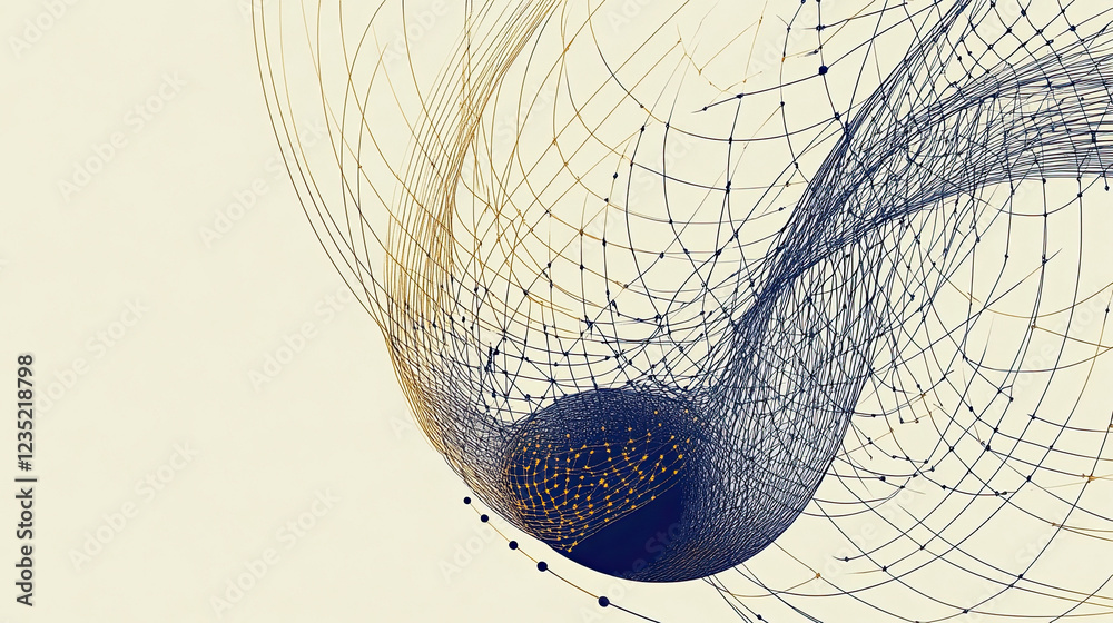 Poster Abstract Visualization of a Net Catching an Enigmatic Falling Object in a Minimalist Art Style