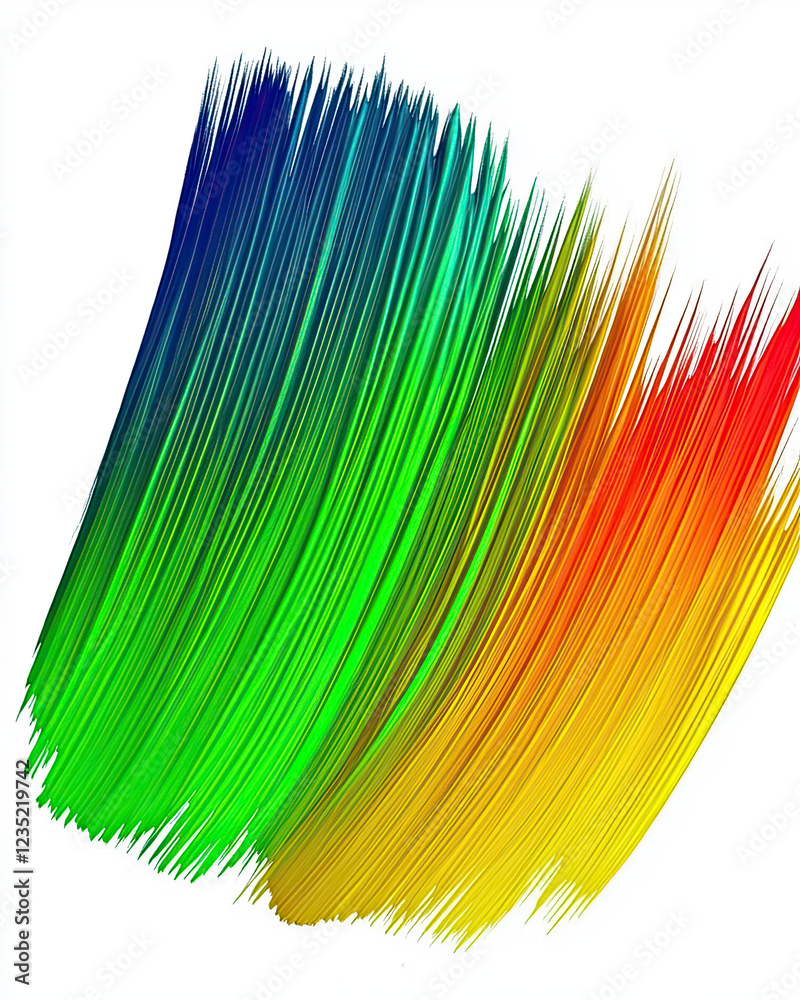 Poster Vibrant Paintbrush Stroke Creating a Breathtaking Rainbow Gradient on a Blank Canvas Backdrop