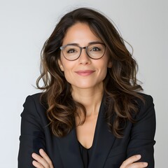 Obraz premium Confident businesswoman portrait, studio, neutral background, headshot