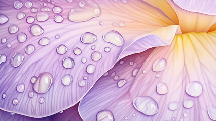 water drops on purple flower background