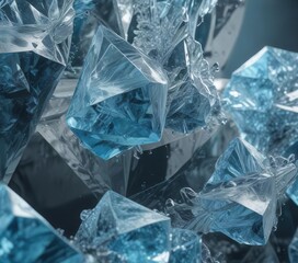 Blue ice texture with geometric shapes and swirls,  swirls,  ice