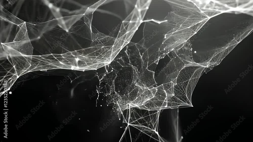 Poster intricate web of connections showcasing digital networks and data flow in an abstract representation