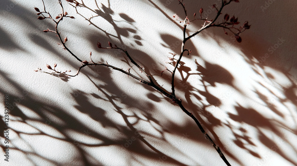 Aufkleber soft shadows dance on a neutral wall, creating a serene atmosphere in a quiet room