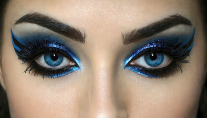 Obraz premium ocular, mujer, ocular, beldad, maquillaje, cara, maquillaje, moda, close-up, close-up, pestaña, azul, ceja, piel