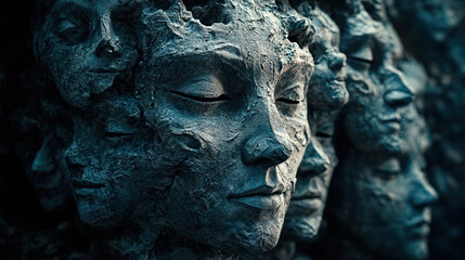The Intriguing and Unique Sculptural Display of Abstract Faces Captivates and Inspires