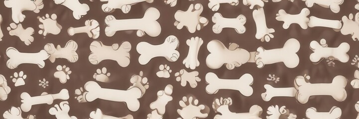 Cartoon dog bone pattern with paw doodle design seamless for wallpaper background ,  wallpaper, ...