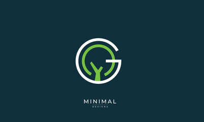 Alphabet letter icon logo G with a tree / Leaf 