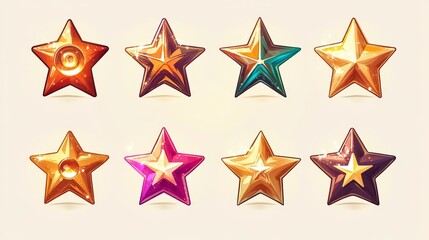 Retro futuristic sparkle icons collection. Set of star shapes. Abstract cool shine effect sign vector design. Templates for design, posters, projects, banners, logo, and business cards
