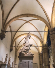 Historic building with statue at florence Italy