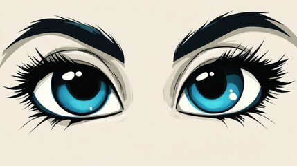 Retro Cartoon Eyes Illustration on a Transparent Background, Perfect for Nostalgic and Playful Design Projects