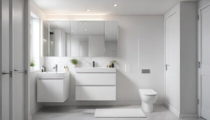 Clean bathroom with white closet and bathroom fixtures,  sink,  fixtures