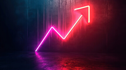 Vibrant and Dynamic Financial Growth Graph Illuminated by Neon Lights for Analysis