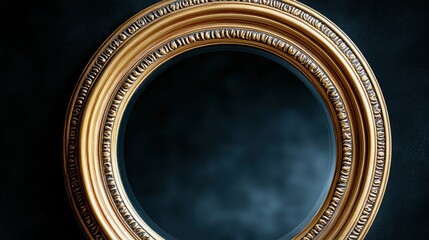 Obraz premium Ornate gold frame on dark backdrop, blank display