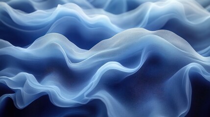 Obraz premium Blue fabric waves, dark background, texture, design