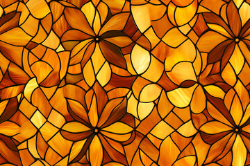 Amber Glass Stained Windows Seamless Pattern