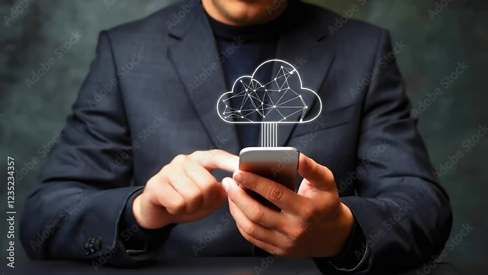 Aufkleber Secure Cloud Data Storage: Protecting Your Business Information with Robust Backup and Advanced Network Security. Digital Server Solutions for Big Data         