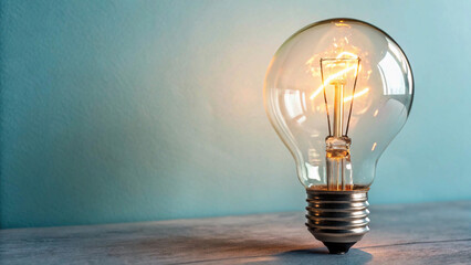 Idea concept, light bulb on empty background
