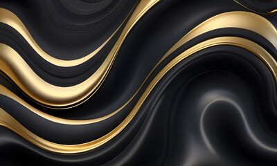 Abstract black and gold liquid waves suitable for backgrounds, packaging design, web graphics, and digital art projects. Rich, modern, luxurious