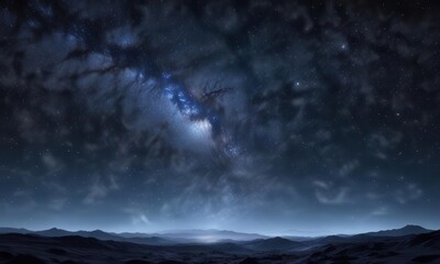 Fototapeta premium Dark blue sky with numerous stars in a galaxy background, astronomy, cosmos