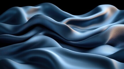 Obraz premium Blue silk waves, dark background, texture, design