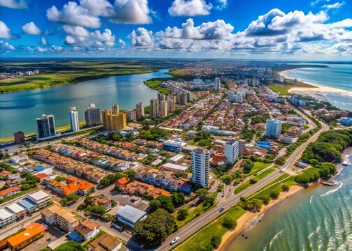 Aerial Drone View of Aracaju Cityscape, Sergipe, Brazil -  Stunning Urban Panorama