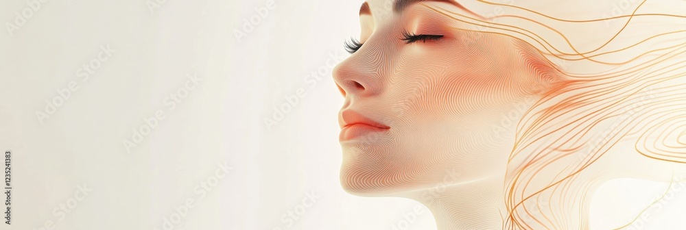 Aufkleber silhouette of a womans face with golden ratio lines illustrating beauty and harmony in design. gener