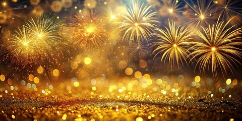 Obraz premium Abstract Gold Glitter Fireworks - Vintage Christmas, New Year & 4th of July