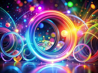 Obraz premium Abstract Neon Rings Long Exposure Backgrounds - AI Art