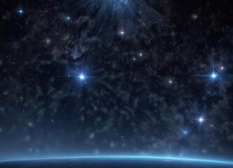 Obraz premium Dense constellation of bright stars against a deep blue background, starfield, nebula