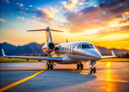 Aerial View of Learjet 60 in Tilt-Shift Photography
