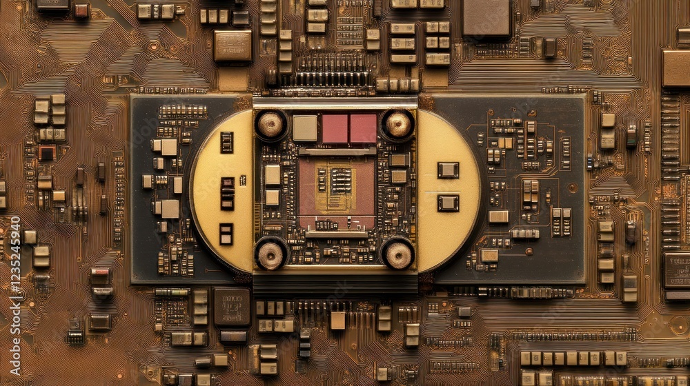 Poster detailed close up of a modern computer circuit board