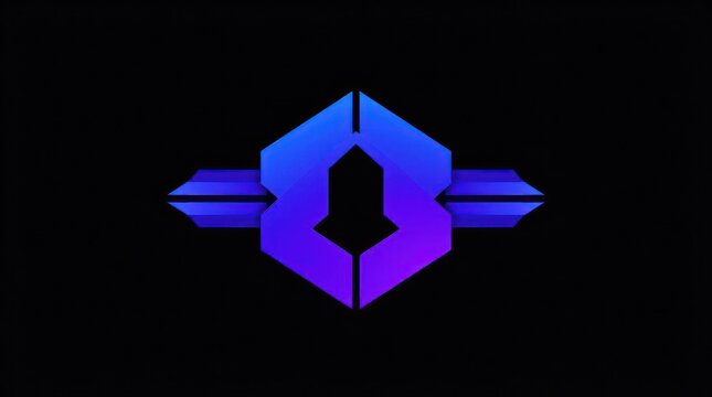 Futuristic purple geometric loho on a black background