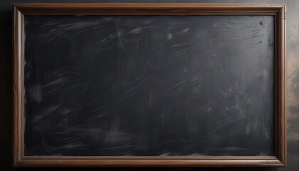 Distressed chalkboard with worn wooden frame and aged ink marks, vintage,  distressed